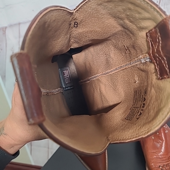 NEW Ariat Cowboy Boots Womens 7 Maple Brown Studded Leather Point Toe Western - Picture 6 of 14